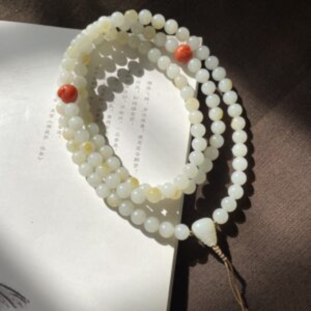 108 Buddha Single-seed Nephrite Bead Necklace