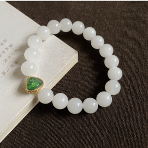 10mm White Nephrite Bead Bracelet
