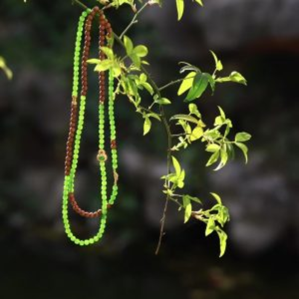 6mm Green Nephrite Jade Bead Necklace & Bracelet Designed Set - Image 6