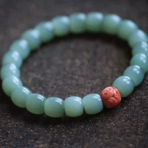 98MM Beaded Bracelet – Soft Petal Teal Nephrite from Russia