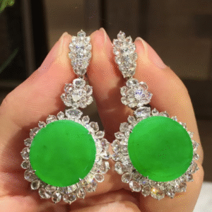 Bright Green Jadeite Pendant & Earring Duo