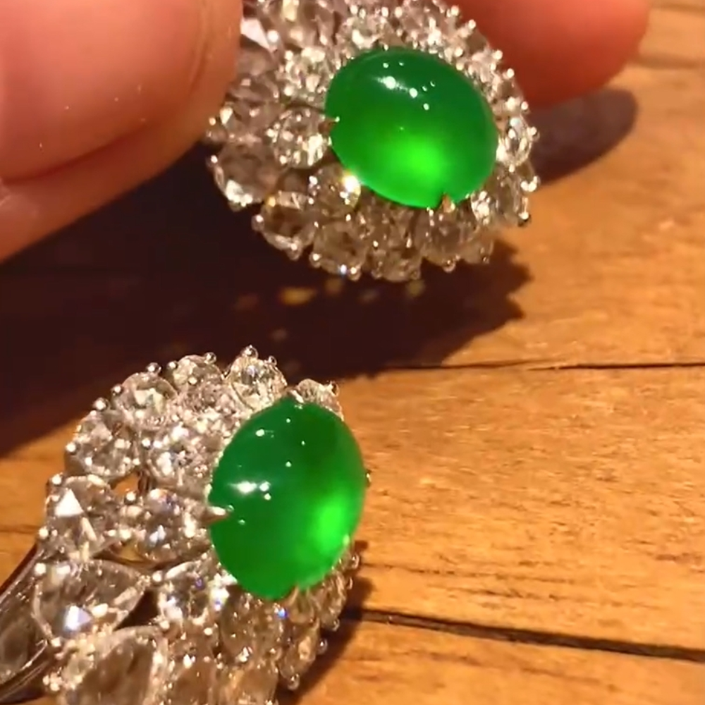 “Emerald Bloom” Green Jadeite Earrings - Image 2