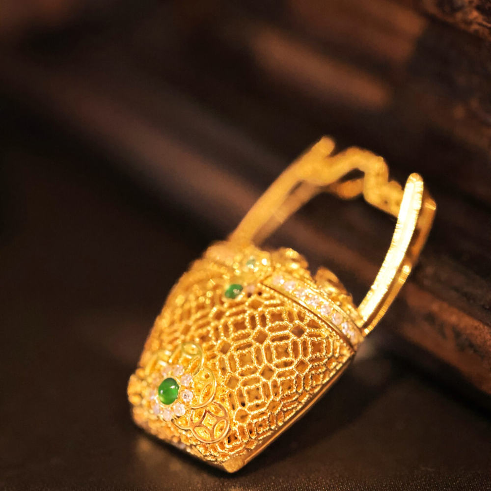 Gold Prosperity Barrel Pendant - Image 5