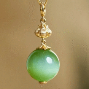 Green Cat’s Eye Nephrite Jade Collarbone Pendant