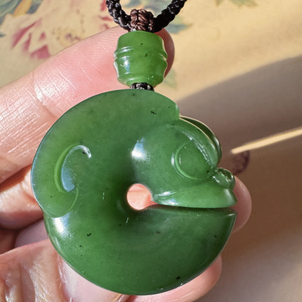 Green Nephrite Jade Pig Dragon Pendant - Image 2