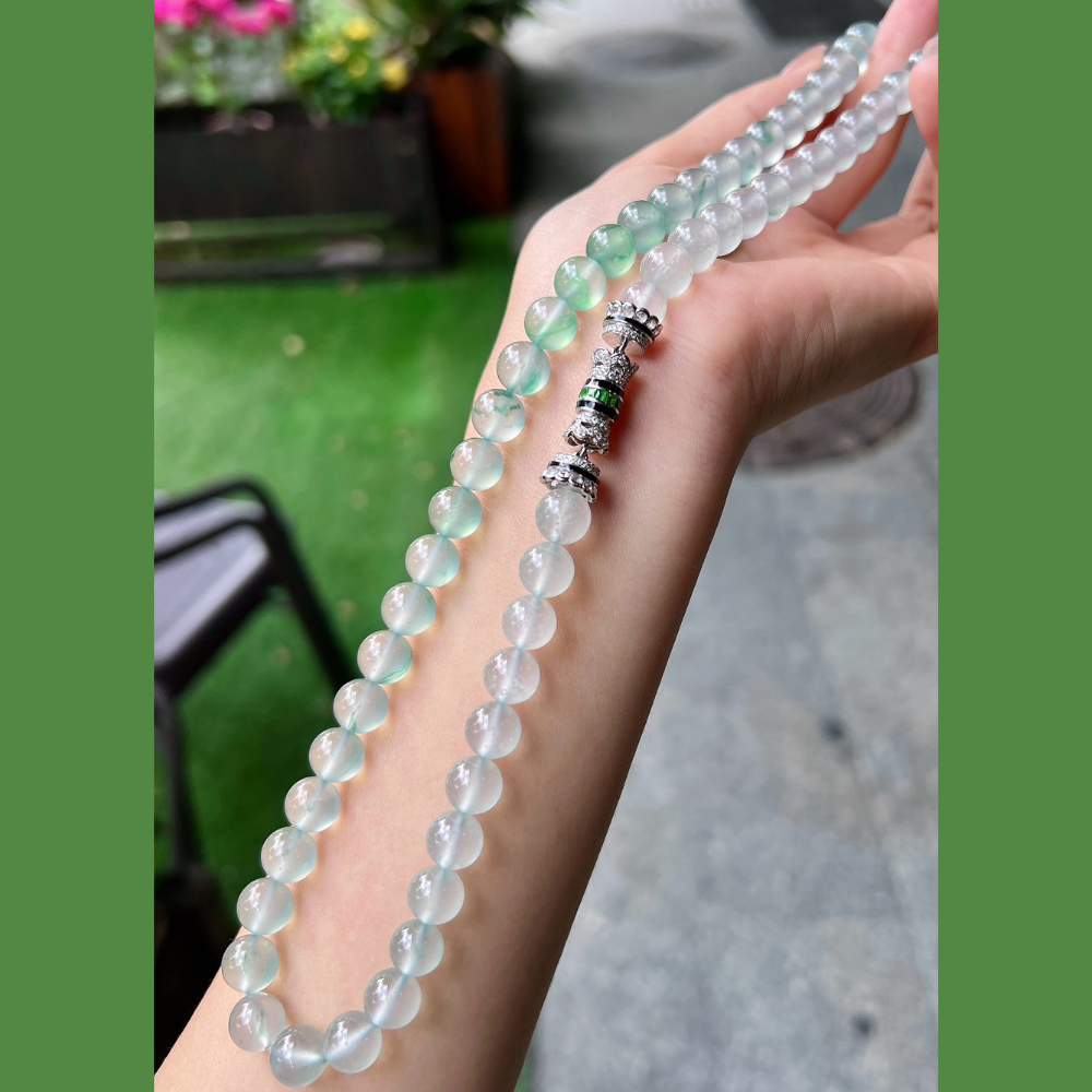 Icy Round Bead Jadeite Necklace - Image 5