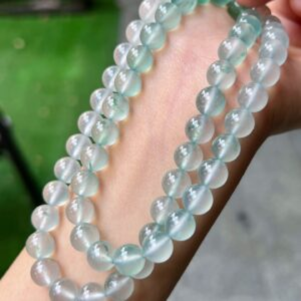 Icy Round Bead Jadeite Necklace