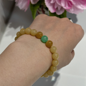 Icy Yellow Round Bead Jadeite Bracelet