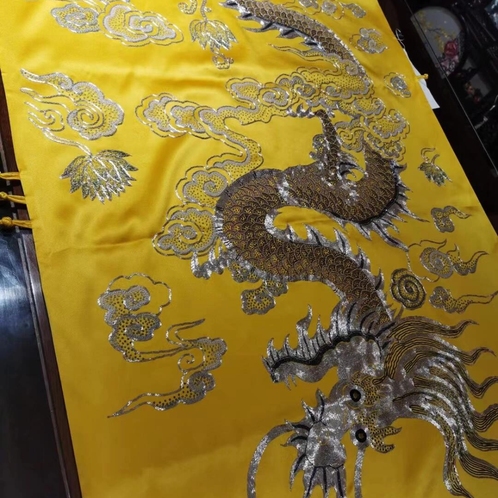 Imperial Dragon & Phoenix Hand-Embroidered Silk Shawl - Image 11