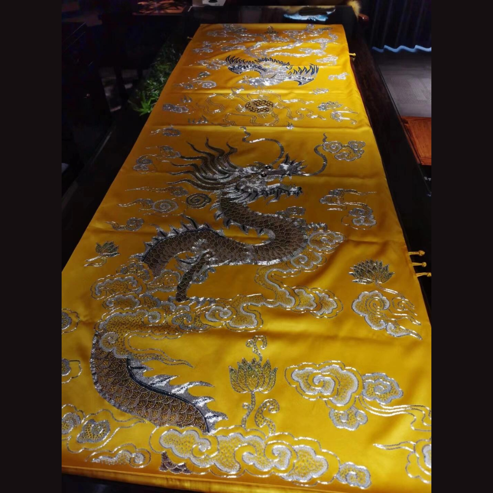 Imperial Dragon & Phoenix Hand-Embroidered Silk Shawl - Image 13