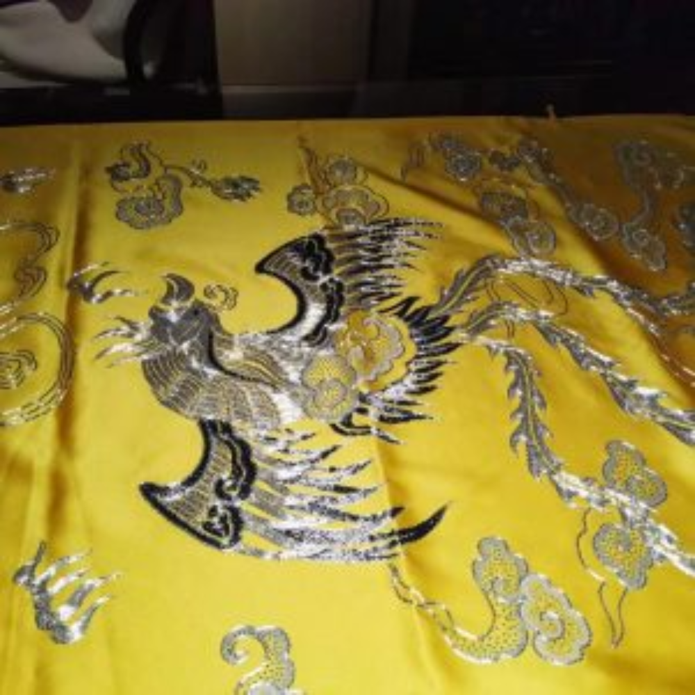 Imperial Dragon & Phoenix Hand-Embroidered Silk Shawl - Image 12
