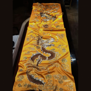 Imperial Dragon & Phoenix Hand-Embroidered Silk Shawl