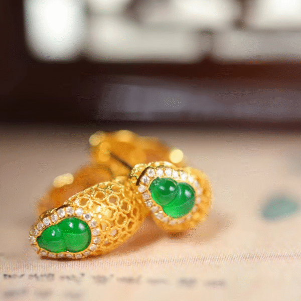 Lovely Gourd Jadeite Earrings - Image 3