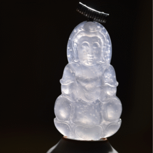 Snowflake Jadeite Guanyin Pendant