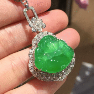 Sunlit Green Maitreya Buddha Jadeite Pendant