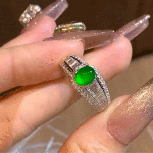 “Verdant Elegance” Green Jadeite Ring