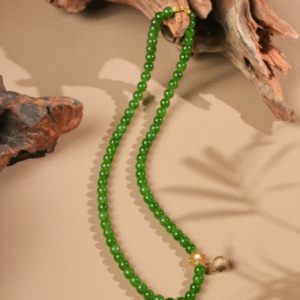 Vintage Green Nephrite Jade Collarbone Chain