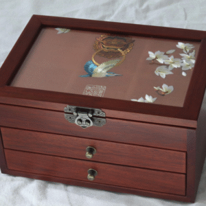 Silk Embroidered Huali Wood Jewelry Box